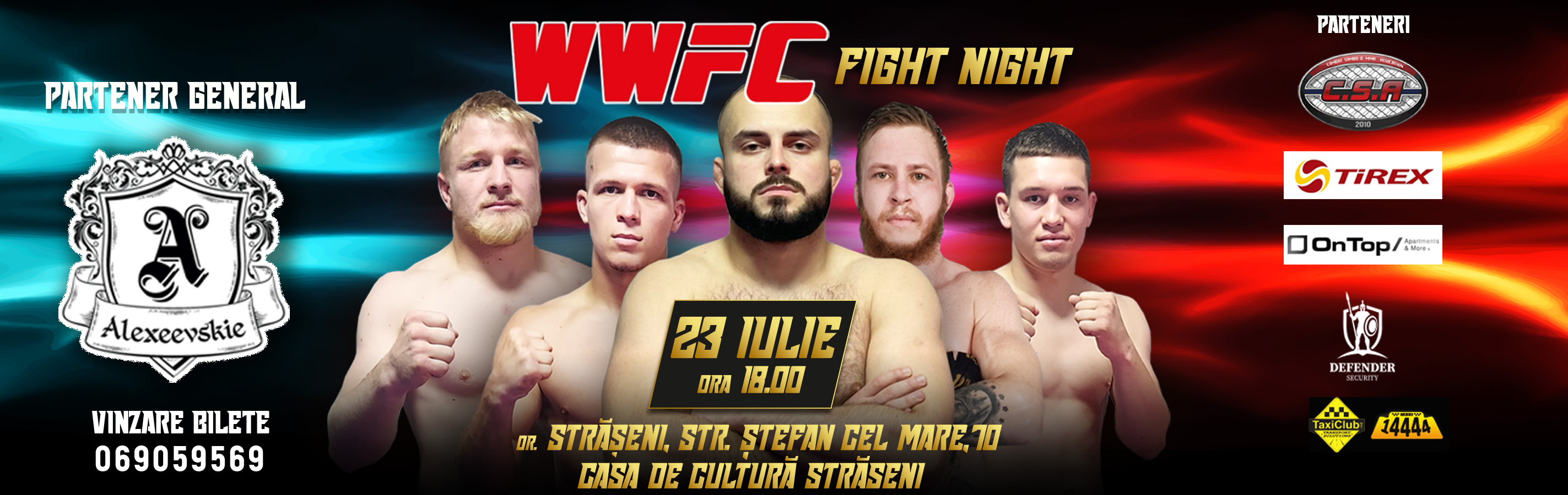 23 июля состоялся  Fight Cart WWFC с одноименным названием Fight Night в городе Стрэшень на сцене Местного дворца культуры. В этом незабываемом вечере где зашкаливали эмоции, встретелись лицом к лицу бойцы разных весовых категориях с Молдовы, Украины, Румынии и Армении. Выступали как любители так и профи ММА. Бои получились интересными и зрелищными. На сцене Стэшенского дворца культуры в октагоне схлестнулись  на ряду с профессиональными  бойцами и начинающие спортсмены. Сражения и накал поединков Не оставили равнодушными ни судей ни зрителей. Все с нетерпением ждали финальные сражения Main Card где встретились Молдавские спортсмены с представителями Армении. Бой Андрея Ангела и Арура Агаджаняна держал всех зрителей в особом напряжении. Преимущество переходила от одного противника к другому, никто до конца поединка не хотел сдаваться. Спортсмены подошли к этому соревнованию с очень серьезной подготовкой. В конце концов победил Андрей, но и ему  хорошенько досталось от Арура который держался до последнего. Браво!!! Интересный и волнующий получился поединок. А вот последний бой к удивлению многих получился очень быстрым и с неожиданным исходом. Судьба его решилась в первые же минуты. Наш боец Саша Ынсурэцел удушающим приемом поставил точку в этом матче, к удивлению всех которые только настроились на зрелищный финал. Ну что сказать Браво!!! Участникам этого турнира которые смогли приехать и показать  достойную борьбу За первенство, Браво ребятам с Украины которые не смотря на войну нашли в себе мужество и выступили на соревновании, всего всем доброго и до новых встреч на боях ММА лиги WWFC. До новых встреч!